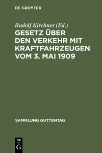 Gesetz über den Verkehr mit Kraftfahrzeugen vom 3. Mai 1909_cover