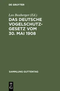 Das deutsche Vogelschutzgesetz vom 30. Mai 1908_cover