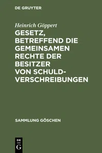 Gesetz, betreffend die gemeinsamen Rechte der Besitzer von Schuldverschreibungen_cover