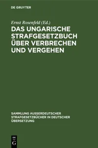 Das ungarische Strafgesetzbuch über Verbrechen und Vergehen_cover