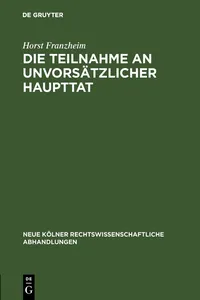 Die Teilnahme an unvorsätzlicher Haupttat_cover