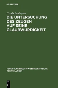 Die Untersuchung des Zeugen auf seine Glaubwürdigkeit_cover