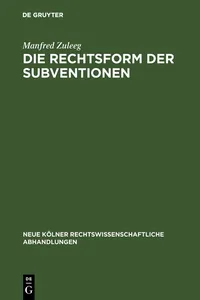 Die Rechtsform der Subventionen_cover