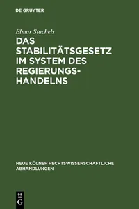 Das Stabilitätsgesetz im System des Regierungshandelns_cover