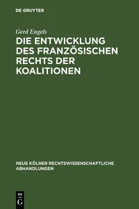 Die Entwicklung des französischen Rechts der Koalitionen_cover