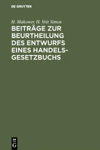 Beiträge zur Beurtheilung des Entwurfs eines Handelsgesetzbuchs_cover