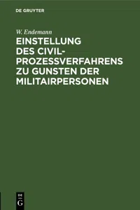 Einstellung des Civilprozeßverfahrens zu Gunsten der Militairpersonen_cover