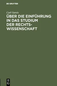 Über die Einführung in das Studium der Rechtswissenschaft_cover