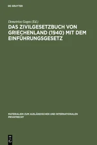 Das Zivilgesetzbuch von Griechenland mit dem Einführungsgesetz_cover