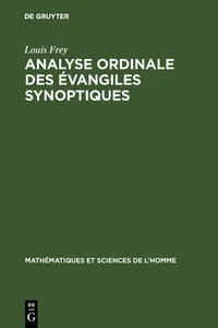 Analyse ordinale des évangiles synoptiques_cover