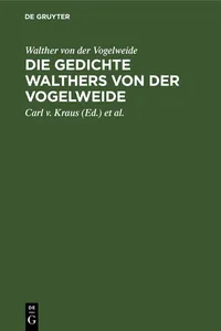 Die Gedichte Walthers von der Vogelweide_cover