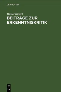 Beiträge zur Erkenntniskritik_cover