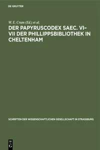 Der Papyruscodex saec. VI–VII der Phillippsbibliothek in Cheltenham_cover