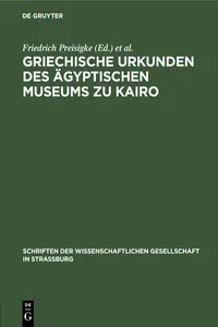 Griechische Urkunden des Ägyptischen Museums zu Kairo_cover