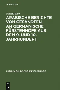 Arabische Berichte von Gesandten an germanische Fürstenhöfe aus dem 9. und 10. Jahrhundert_cover