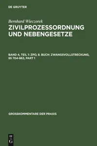 ZPO, 8. Buch: Zwangsvollstreckung, §§ 704-863_cover