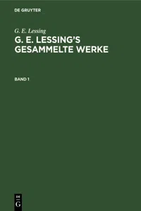 G. E. Lessing: G. E. Lessing's gesammelte Werke. Band 1_cover