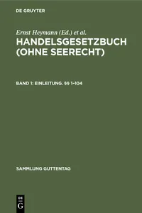 Erstes Buch: Einleitung. §§ 1–104_cover