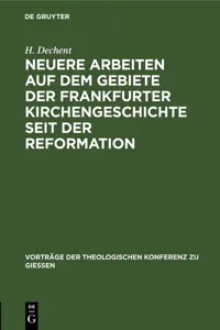 Neuere Arbeiten auf dem Gebiete der Frankfurter Kirchengeschichte seit der Reformation_cover