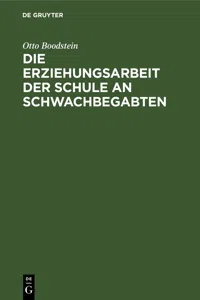 Die Erziehungsarbeit der Schule an Schwachbegabten_cover