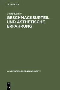 Geschmacksurteil und ästhetische Erfahrung_cover