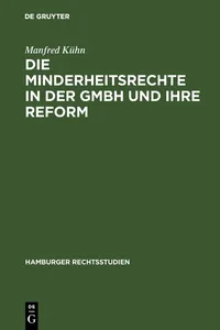 Die Minderheitsrechte in der GmbH und ihre Reform_cover