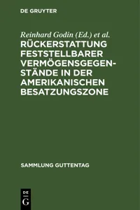 Rückerstattung feststellbarer Vermögensgegenstände in der amerikanischen Besatzungszone_cover