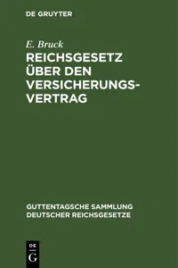 Reichsgesetz über den Versicherungsvertrag_cover