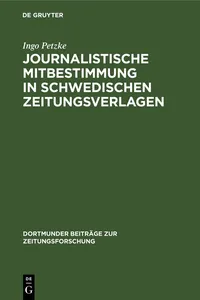 Journalistische Mitbestimmung in schwedischen Zeitungsverlagen_cover