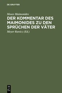 Der Kommentar des Maimonides zu den Sprüchen der Väter_cover