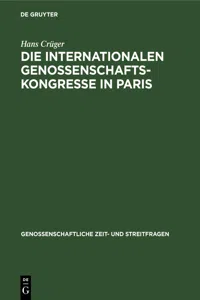 Die internationalen Genossenschafts-Kongresse in Paris_cover