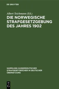 Die norwegische Strafgesetzgebung des Jahres 1902_cover