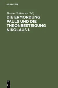 Die Ermordung Pauls und die Thronbesteigung Nikolaus I._cover