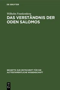 Das Verständnis der Oden Salomos_cover