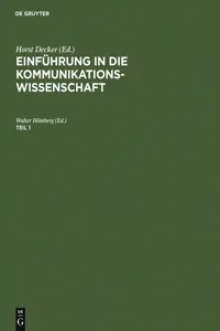 Einführung in die Kommunikationswissenschaft. Teil 1_cover