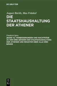 Verbesserungen und Nachträge zu den drei Bänden der Staatshaushaltung der Athener und Register über alle drei Bände_cover