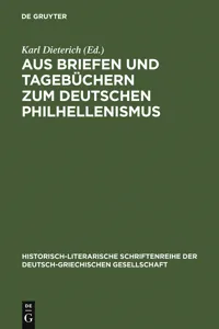 Aus Briefen und Tagebüchern zum deutschen Philhellenismus_cover