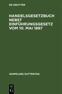 Handelsgesetzbuch nebst Einführungsgesetz vom 10. Mai 1897_cover