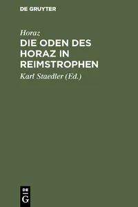 Die Oden des Horaz in Reimstrophen_cover