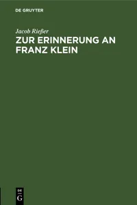 Zur Erinnerung an Franz Klein_cover