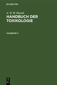 A. W. M. Hasselt: Handbuch der Toxikologie. Halbband 2_cover