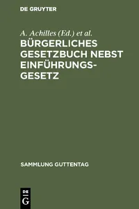 Bürgerliches Gesetzbuch nebst Einführungsgesetz_cover