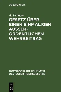 Gesetz über einen einmaligen außerordentlichen Wehrbeitrag_cover