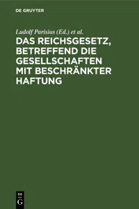 Das Reichsgesetz, betreffend die Gesellschaften mit beschränkter Haftung_cover