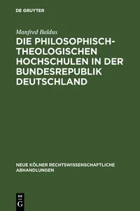 Die philosophisch-theologischen Hochschulen in der Bundesrepublik Deutschland_cover