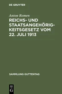 Reichs- und Staatsangehörigkeitsgesetz vom 22. Juli 1913_cover