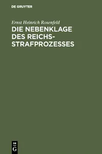 Die Nebenklage des Reichsstrafprozesses_cover