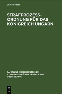 Strafprozess-Ordnung für das Königreich Ungarn_cover