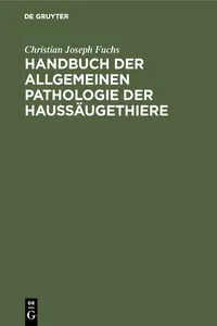 Handbuch der allgemeinen Pathologie der Haussäugethiere_cover