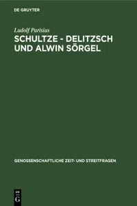 Schultze - Delitzsch und Alwin Sörgel_cover